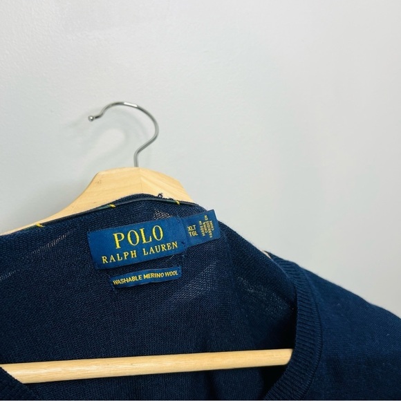 Polo Ralph Lauren Navy Blue Merino V-Neck Sweatshirt XLT - Picture 4 of 7